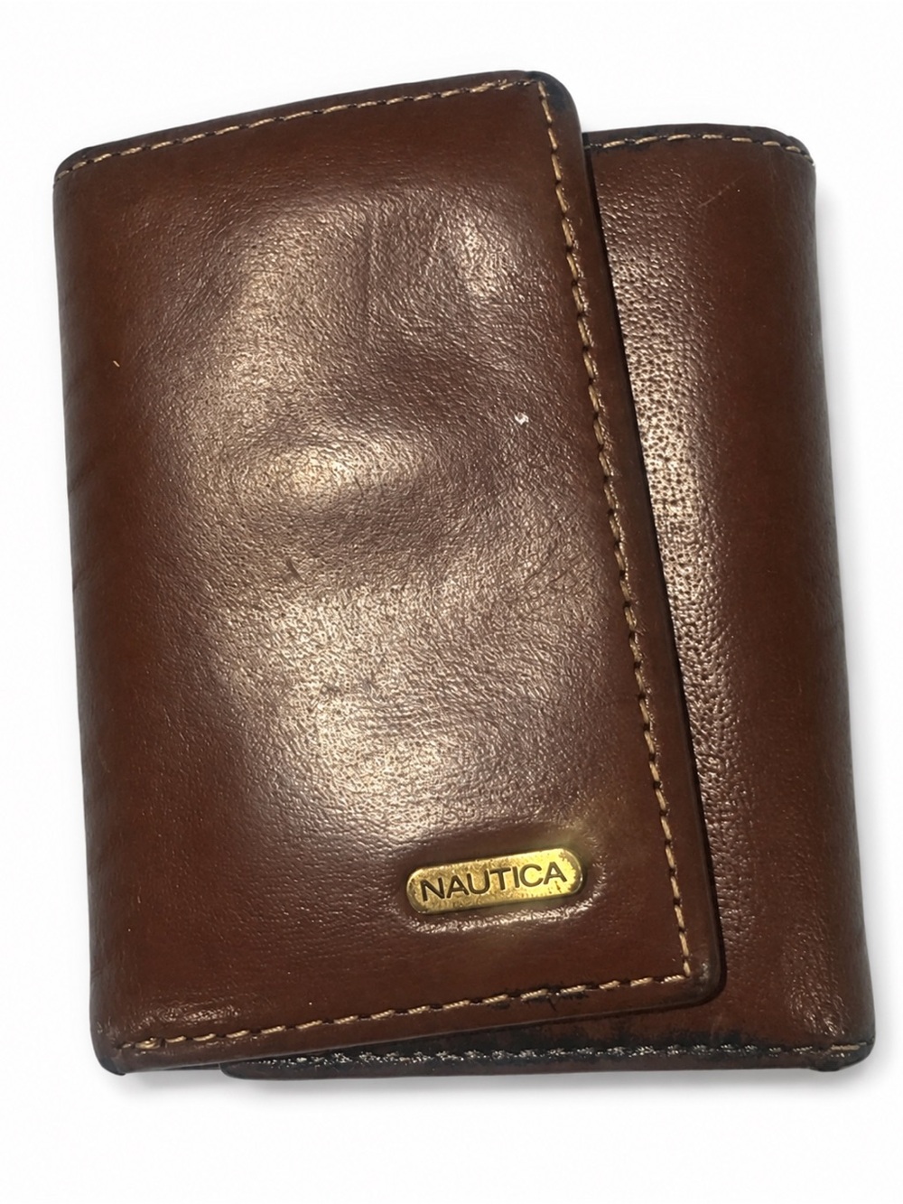 Nautica Brown Leather Trifold Card & Key Holder